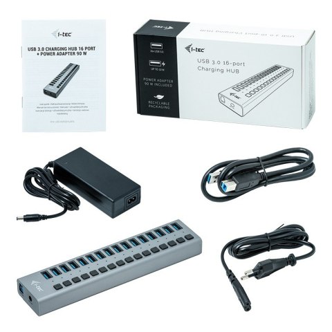 Hub USB3.0 z ładowaniem, 16 portów, 90W I-tec Hub USB3.0 z ładowaniem, 16 portów, 90W I-tec