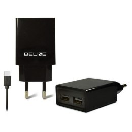 Ładowarka sieciowa 2xUSB + USB-C 2A czarna Beline