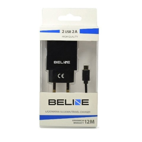 Ładowarka sieciowa 2xUSB + USB-C 2A czarna Beline Ładowarka sieciowa 2xUSB + USB-C 2A czarna Beline