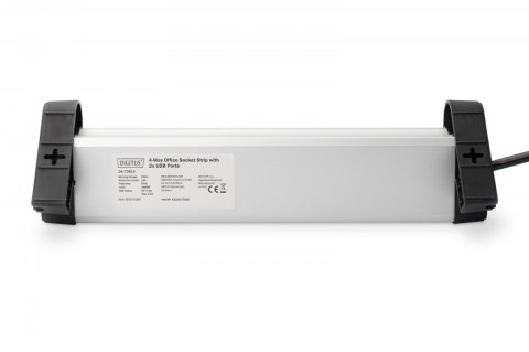 Listwa zasilająca biurowa 45° 4 gniazdowa, 2x USB (5V/2A) z możliwością obrotu o 290° aluminiowa HQ Digitus