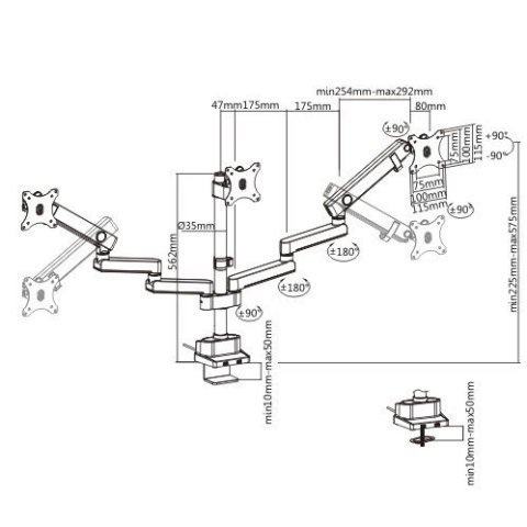 Uchwyt biurkowy na 3 monitory MC-811 Maclean