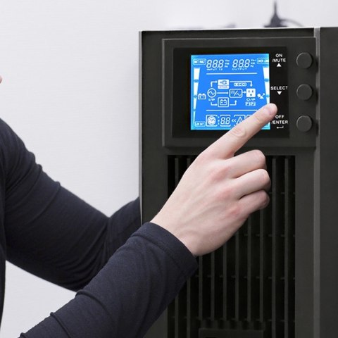 Zasilacz awaryjny UPS, on-line, czysta fala sinusoidalna, 1KVA, 800W, LCD, USB Qoltec Zasilacz awaryjny UPS, on-line, czysta fala sinusoidalna, 1KVA, 800W, LCD, USB Qoltec