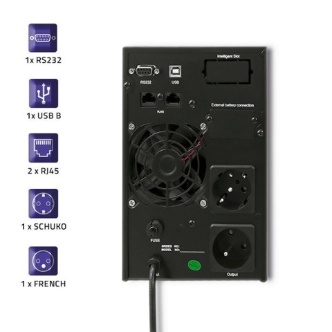 Zasilacz awaryjny UPS, on-line, czysta fala sinusoidalna, 1KVA, 800W, LCD, USB Qoltec Zasilacz awaryjny UPS, on-line, czysta fala sinusoidalna, 1KVA, 800W, LCD, USB Qoltec