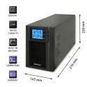 Zasilacz awaryjny UPS, on-line, czysta fala sinusoidalna, 1KVA, 800W, LCD, USB Qoltec