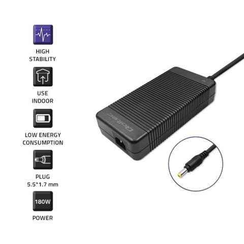 Zasilacz do Acer 180W 19.5V 9.23A 5.5x1.7 + kabel zasilający Qoltec
