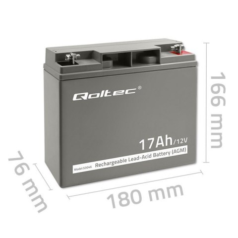 Akumulator AGM 12V | 17Ah | max. 255A Qoltec Akumulator AGM 12V | 17Ah | max. 255A Qoltec