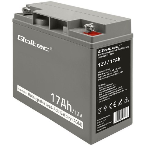 Akumulator AGM 12V | 17Ah | max. 255A Qoltec Akumulator AGM 12V | 17Ah | max. 255A Qoltec