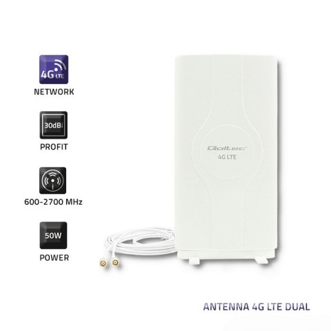 Antena 4G LTE dookólna | 2xSMA | 30dBi | Wewnętrzna Qoltec