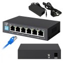 Przełącznik EUROS V2 6 portów POE SWITCH 4 porty 10-100MBPS POE + 2 porty UPLINK 802.3AF 60W Extralink