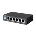 Przełącznik EUROS V2 6 portów POE SWITCH 4 porty 10-100MBPS POE + 2 porty UPLINK 802.3AF 60W Extralink