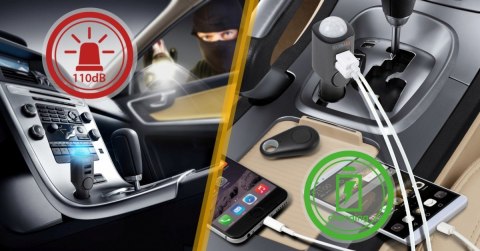 Alarm samochodowy z ładowarką USB 2 porty TX-100 Technaxx Deutschland GmbH & Co. KG Alarm samochodowy z ładowarką USB 2 porty TX-100 Technaxx Deutschland GmbH & Co. KG