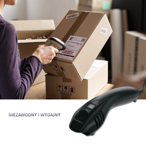 Czytnik kodów kreskowych 1D | USB | podstawka Qoltec Czytnik kodów kreskowych 1D | USB | podstawka Qoltec