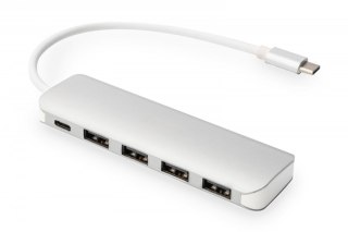 HUB/Koncentrator 4-portowy USB 3.0 SuperSpeed z Typ C Power Delivery, aluminium Digitus