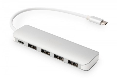 HUB/Koncentrator 4-portowy USB 3.0 SuperSpeed z Typ C Power Delivery, aluminium Digitus