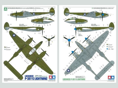 Model plastikowy Lockheed P-38 F/G Lightning Tamiya Model plastikowy Lockheed P-38 F/G Lightning Tamiya