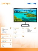 Monitor 325E1C 31.5 cala Curved VA HDMI DP Philips