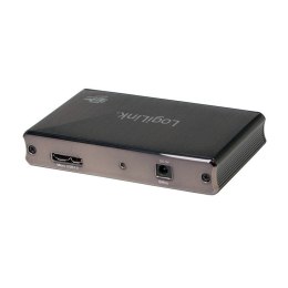 Aluminiowy HUB USB3.0 4-porty, Czarny, Z zasilaczem LogiLink
