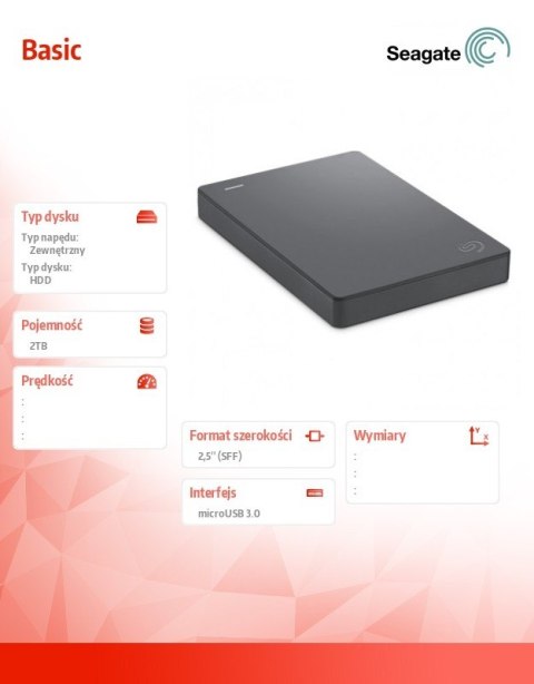Dysk Basic 2TB 2,5 STJL2000400 szary Seagate Dysk Basic 2TB 2,5 STJL2000400 szary Seagate