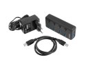 Hub USB 4 porty Mantis 2 USB 3.0 z włącznikiem + zasilacz Natec