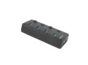 Hub USB 4 porty Mantis 2 USB 3.0 z włącznikiem + zasilacz Natec