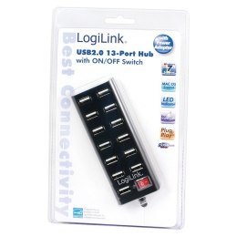 Hub USB2.0 13-portów z wyłącznikiem Czarny LogiLink