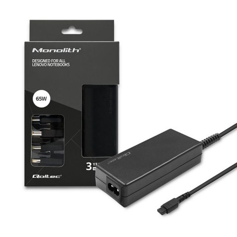 Zasilacz specjalizowany do Lenovo | 65W | 4 wtyczki |+kabel zasilający Qoltec Zasilacz specjalizowany do Lenovo | 65W | 4 wtyczki |+kabel zasilający Qoltec