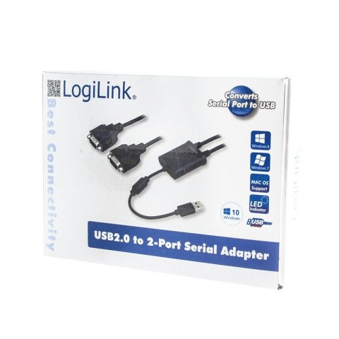 Adapter USB 2.0 do 2x port szeregowy LogiLink Adapter USB 2.0 do 2x port szeregowy LogiLink
