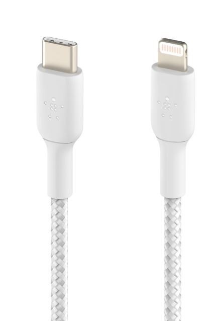 Kabel Braided USB-C Lightning 1m biały Belkin Kabel Braided USB-C Lightning 1m biały Belkin
