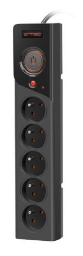 Listwa zasilająca Z5 3m 5x230V 10A Z5/30/CZ czarna Armac