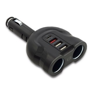 Samochodowy rozdzielacz gniazda zapalniczki 12-24V | 52W | 2.4A |2xUSB | USB QC 3.0 | USB-C PD | 2xgniazdo zapalniczki Qoltec