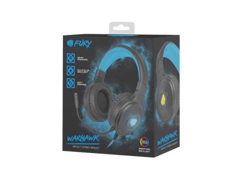 Słuchawki Warhawk RGB dla graczy czarno-niebieskie Fury Słuchawki Warhawk RGB dla graczy czarno-niebieskie Fury