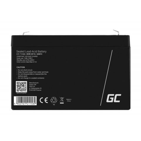 Akumulator AGM 6V 7Ah Green Cell