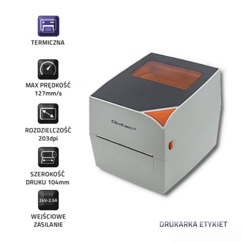 Drukarka etykiet termiczna | max.104mm Qoltec Drukarka etykiet termiczna | max.104mm Qoltec