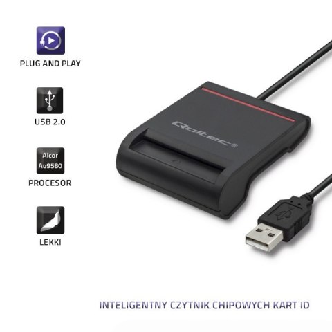 Inteligentny czytnik chipowych kart ID | USB2.0 | Plug&play Qoltec Inteligentny czytnik chipowych kart ID | USB2.0 | Plug&play Qoltec