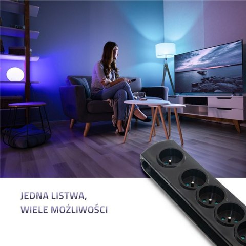 Listwa antyprzepięciowa z wyłącznikiem nożnym | 7 gniazd | 1.5m | Czarna Qoltec Listwa antyprzepięciowa z wyłącznikiem nożnym | 7 gniazd | 1.5m | Czarna Qoltec