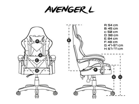 Fotel dla graczy Avenger L Czarno-biały Fury Fotel dla graczy Avenger L Czarno-biały Fury