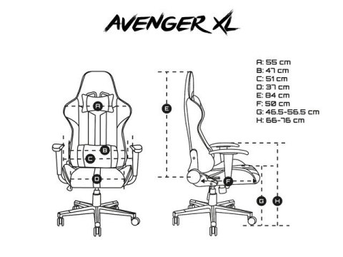 Fotel dla graczy Avenger XL Czarno-biały Fury Fotel dla graczy Avenger XL Czarno-biały Fury