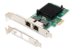 Karta sieciowa przewodowa PCI Express 2x RJ45 Gigabit 10/100/1000Mbps Low Profile Digitus