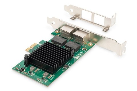 Karta sieciowa przewodowa PCI Express 2x RJ45 Gigabit 10/100/1000Mbps Low Profile Digitus