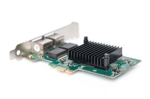 Karta sieciowa przewodowa PCI Express 2x RJ45 Gigabit 10/100/1000Mbps Low Profile Digitus