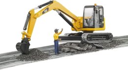 Minikoparka CAT z figurka robotnika BRUDER