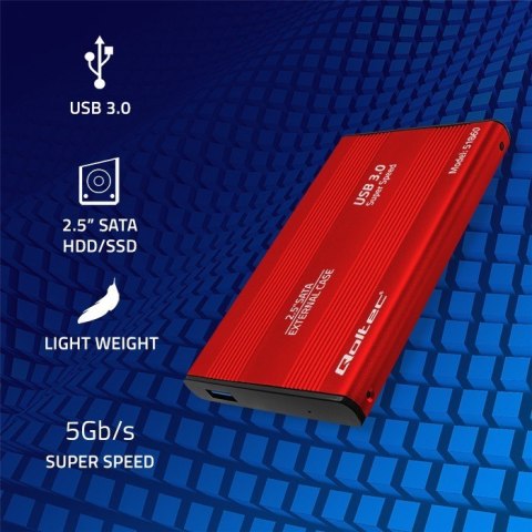 Obudowa na dysk HDD/SSD 2.5 cala SATA3 | USB 3.0 | Czerwona Qoltec Obudowa na dysk HDD/SSD 2.5 cala SATA3 | USB 3.0 | Czerwona Qoltec