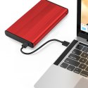 Obudowa na dysk HDD/SSD 2.5 cala SATA3 | USB 3.0 | Czerwona Qoltec