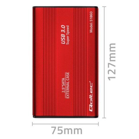 Obudowa na dysk HDD/SSD 2.5 cala SATA3 | USB 3.0 | Czerwona Qoltec Obudowa na dysk HDD/SSD 2.5 cala SATA3 | USB 3.0 | Czerwona Qoltec