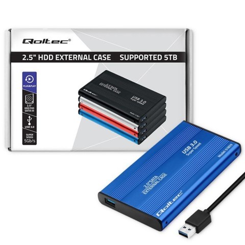 Obudowa na dysk HDD/SSD 2.5 cala SATA3 | USB 3.0 | Niebieska Qoltec Obudowa na dysk HDD/SSD 2.5 cala SATA3 | USB 3.0 | Niebieska Qoltec