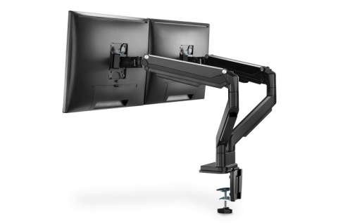 Ramię biurkowe podwójne z zaciskiem regulowane 2xLCD max. 32" max. 2x 9kg uchylno-obrotowe czarny Digitus