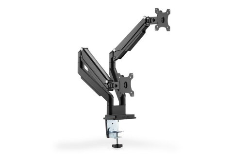 Ramię biurkowe podwójne z zaciskiem regulowane 2xLCD max. 32" max. 2x 9kg uchylno-obrotowe czarny Digitus