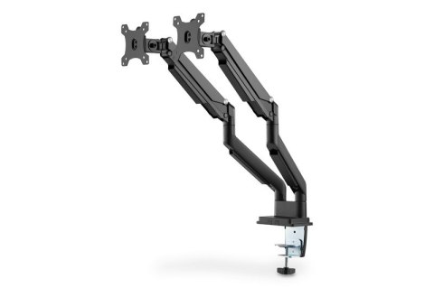 Ramię biurkowe podwójne z zaciskiem regulowane 2xLCD max. 32" max. 2x 9kg uchylno-obrotowe czarny Digitus