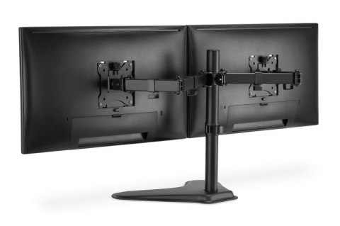 Stojak biurkowy podwójny z zaciskiem 2xLCD max. 32" max. Obciążenie 2x 8kg uchylno-obrotowy czarny Digitus