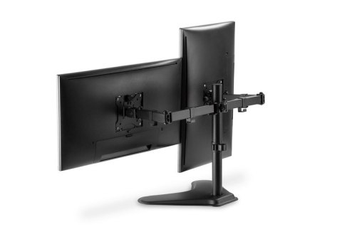 Stojak biurkowy podwójny z zaciskiem 2xLCD max. 32" max. Obciążenie 2x 8kg uchylno-obrotowy czarny Digitus